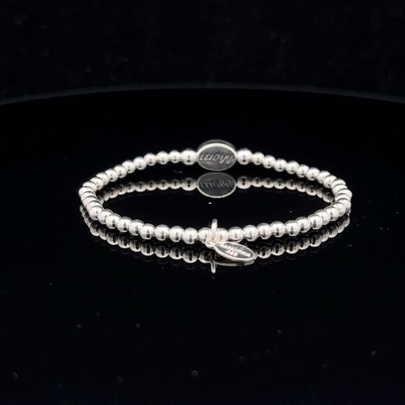 925 Sterling Silver Beaded Stretch Stacking Bracelet Minimalist Friends - Picture 6 of 6